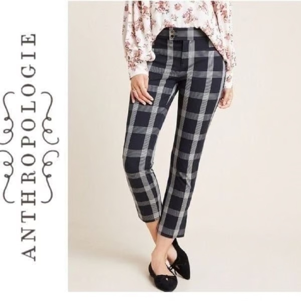 ANTHROPOLOGIE The Essential Slim Fit Trouser Pants Plaid Women’s 2